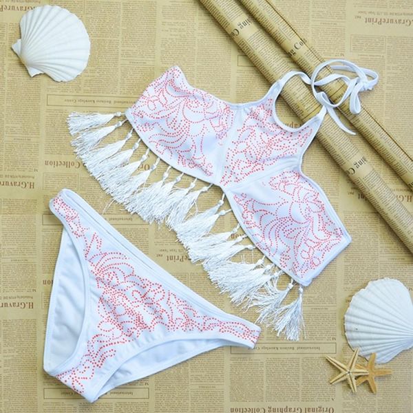 

triangle split bikini swimsuit, White;black