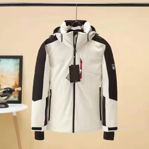 

fashion luxury men casual down jacket down coats mens outdoor warm feather man winter warm jacket real wolf fur hoodie down jackets, Black