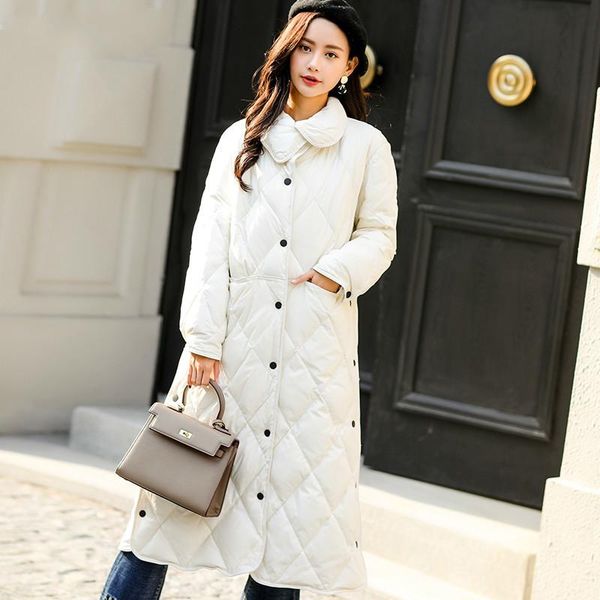 

thick white duck down jacket winter coats ladies fashion long jackets winter womens coat parka campera mujer kj445, Black