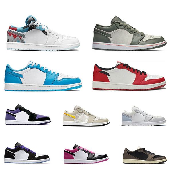 

low 1 1s men women basketball shoeswhite black mystic unc triple white black 3 paris chicago obsidian ember pine green sports sneakers