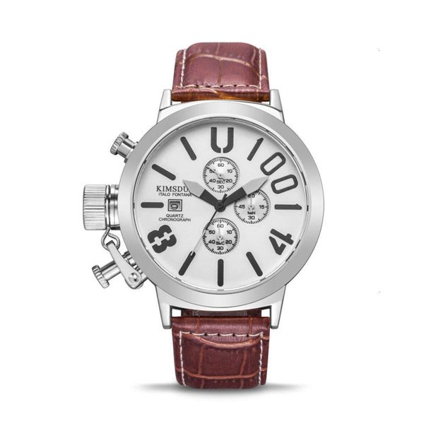 

large belt men's three eye six dial pin watch 202174mx, Slivery;brown