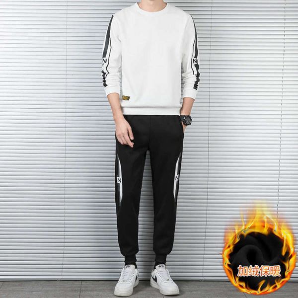 

suit -8xl new men's 2020 sweater casual autumn / winter crew neck versatile sportswear, Gray