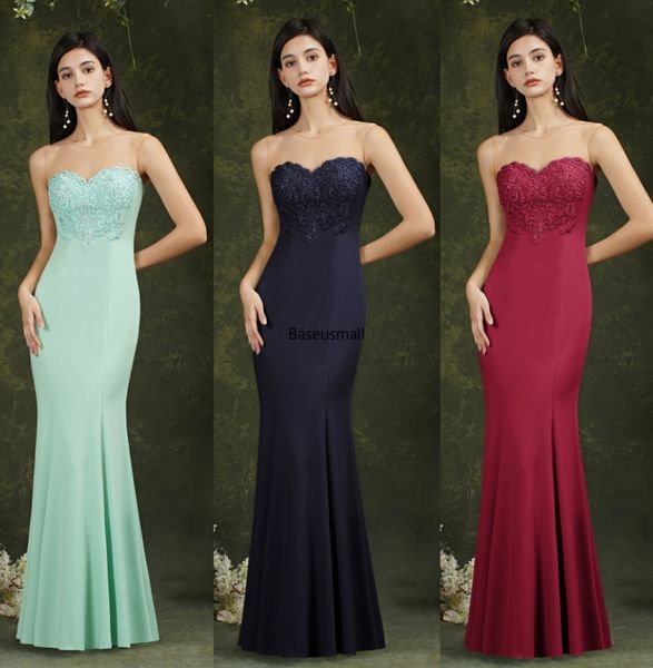 

2022 new evening dress women's tube banquet temperament long bridesmaid dress formal occasion dress wear cps1899, White;pink