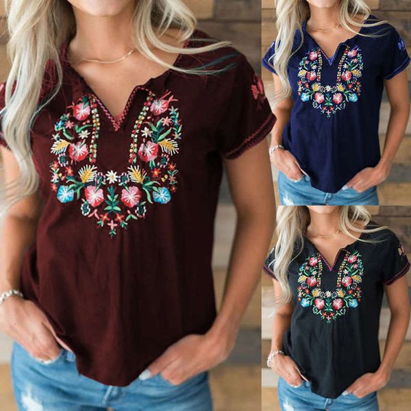 

2020 selling trend spring summer new embroidered short sleeve t-shirt women's fc836, Black;gray