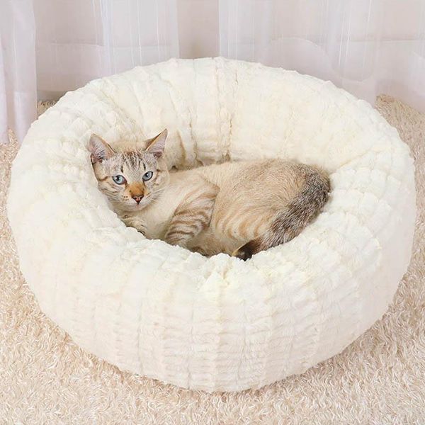 

kennels & pens cat bed faux fur dog beds pet for dogs/ cats comfortable and warm donuts house cushion thick full plush