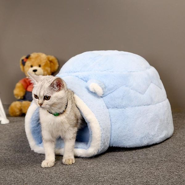 

cat beds & furniture bed house kennel pet fully enclosed nest snow rest tent multi functional winter kitten warm mat supplies