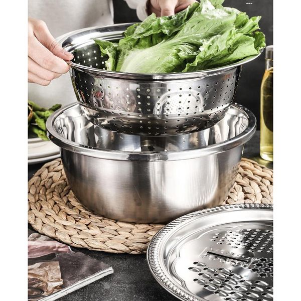 

kitchen colander strainer drainer shredding salad mixing bowl w/ grater