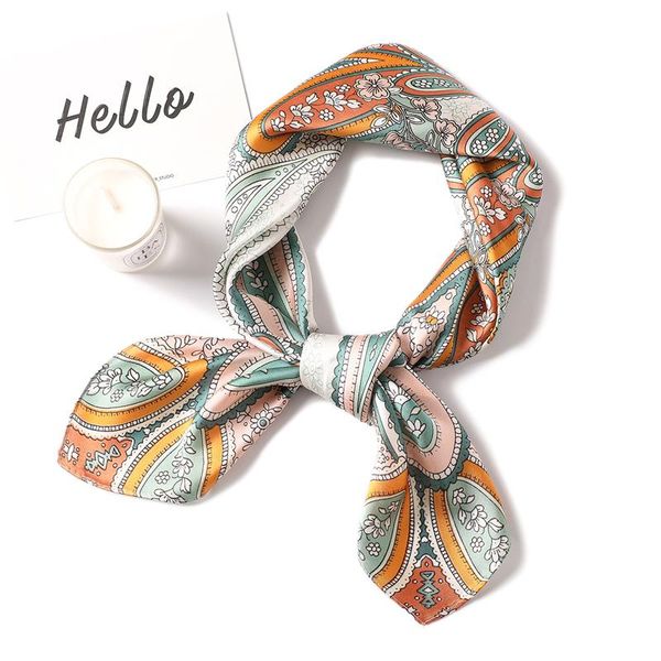 

2020 women silk scarf fashion floral print office lady square neck scarfs foulard luxury neckerchief female hair scarves wmtzrc bdesybag, Blue;gray