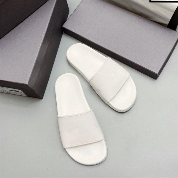 

2020 men women slide sandals men shoes tpu slide summer fashion wide flat slippery with thick sandals slipper flip flops with box, Black