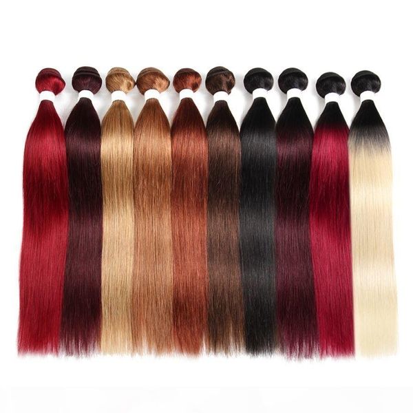 

brazilian ombre colored straight humank hairy bundly 8-26 inch humane haire weave bundlt remy hair extensions 1 bundle, Black;brown