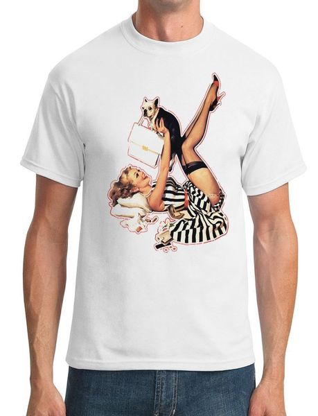 

new fashion cool casual t shirts vintage pin up - model with dog - mens t-shirt t-shirt sport hooded sweatshirt hoodie