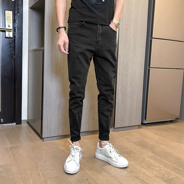 

uxf12 мужской 2020 осени новый мужские тонкий стрейч и джинсы брюк и корейские леггинсы джинсов стиля модного сплошного цвета брюки jhfmm, Blue