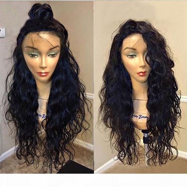 

brazilian malaysian indian water wave front lace glueless full lace human hair lace wigs with baby hair, Black;brown