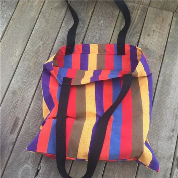 

yile хлопок холст холст торговая сумка на плечо радуга полоса черная или синяя ручка 8923f yile хлопок h jlladx