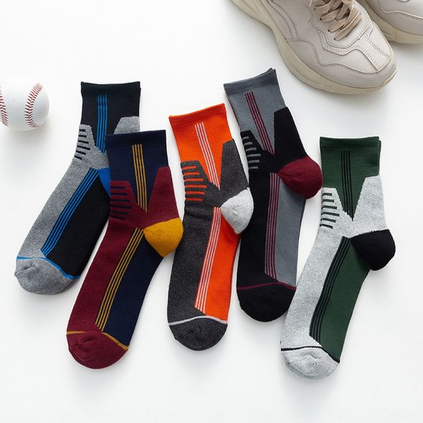 

autumn and winter new men's tube terry high medium medium socks towel socks rubber band cotton comfortable towel bottom sports stocking, Black