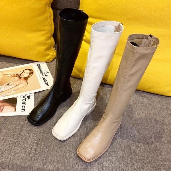 

round toe elegant woman boots rubber solid casual slip-on flock fabric basic lace-up shallow leisure round toe, Black