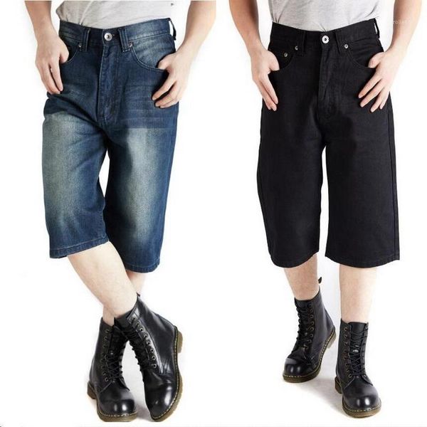 

retro denim cropped trousers men's stretch straight cropped denim pants biker jeans men jeans plus size 30 - 42 -44 -461, Blue