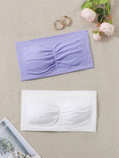 

2pack plus ruched strapless bralette i13l#, Black;white