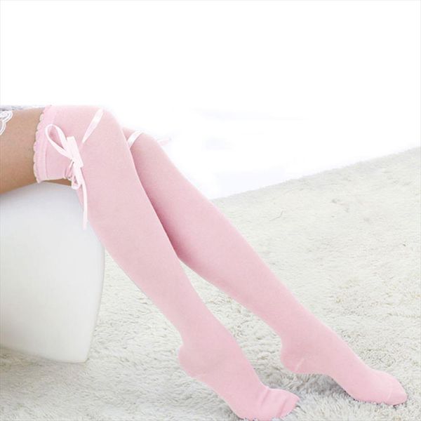 

1 pair fashion winter over knee socks warm thin high long knit cotton cute for girls ladies women 5 solid color, Black