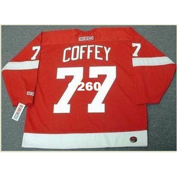 

men #77 paul coffey detroit red wings 1995 ccm retro away hockey jersey or custom any name or number retro jersey, Black