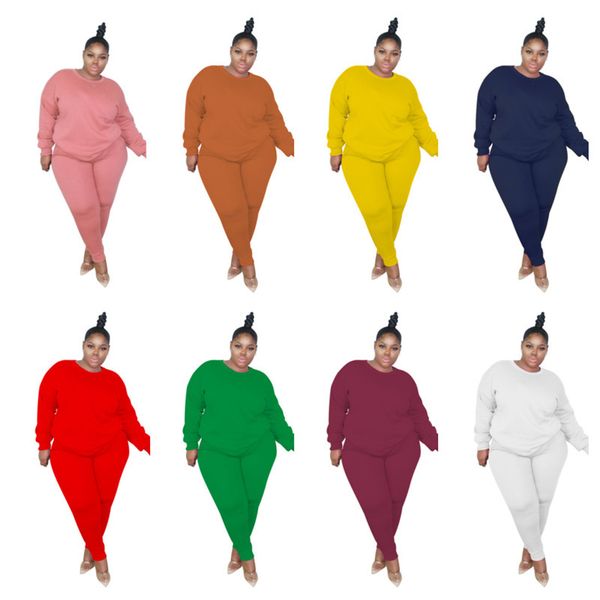 

women designer trasksuit 2021 spring plus size 3xl thin sweater two-piece suit jacket pants solid color sports set sale boutique g11804, White