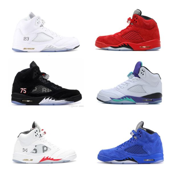 

basketball shoes 5s og cement black sports sneakers red suede fire red silver shoes jumpman white metallic trainers size 36-46