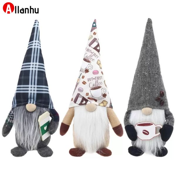 NOVO! Banco de imagens Decoração de café gnomo xadrez sueco tomte sem rosto brinquedo figurine escandinavo estatueta nordic casa fazenda de pelúcia casa decoração