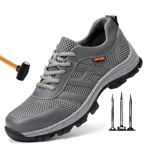 

breathable summer lightweight shoes steel toe soft bottom puncture-proof safety work boots for men y200915, Black;brown