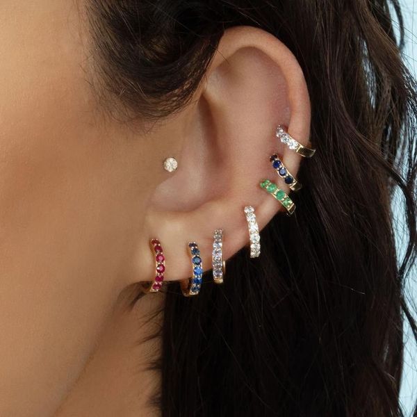

classic gold color small hoop earring for women fashion round circle cartilage huggie earrings female crystal ear cuff jllbsp, Silver