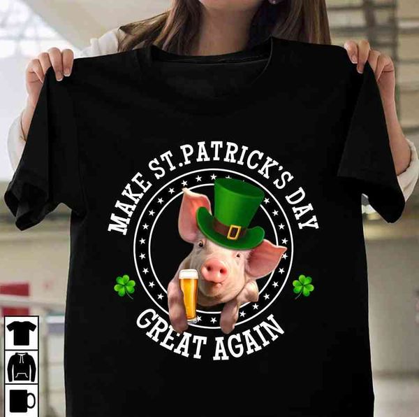 

new stock 2022 st. patrick's day printed crew neck t-shirt, White;black