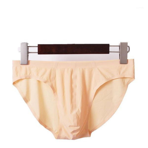 

men underwear seamless briefs shorts homme ice silk panties man solid thin low rise u convex pouch underpants cueca -xxl1, Black;white