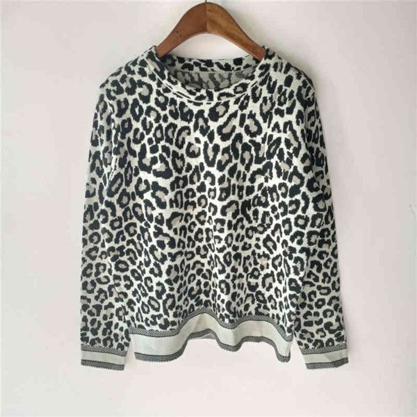 

autumn new loose fashion print round neck pullover sweater women's, White