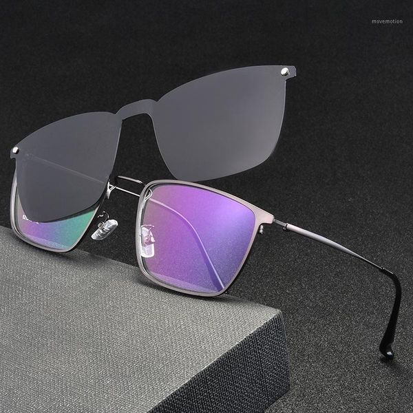 

alloy clip on sunglasses men polarized lenses clips magnet eyewear myopia spectacle optical frame fml1, White;black