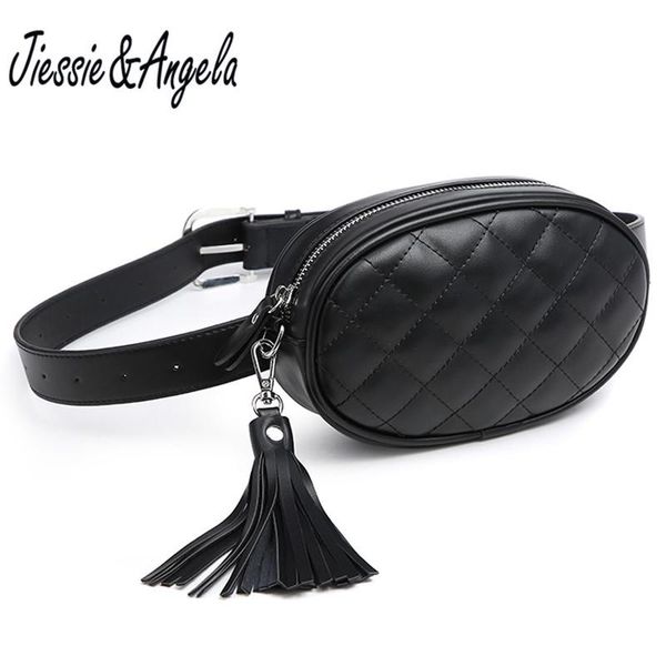 

jiessie & angela women waist packs black pu leather fanny pack belt bag women fashion tassel shoulder bag casual fanny pack