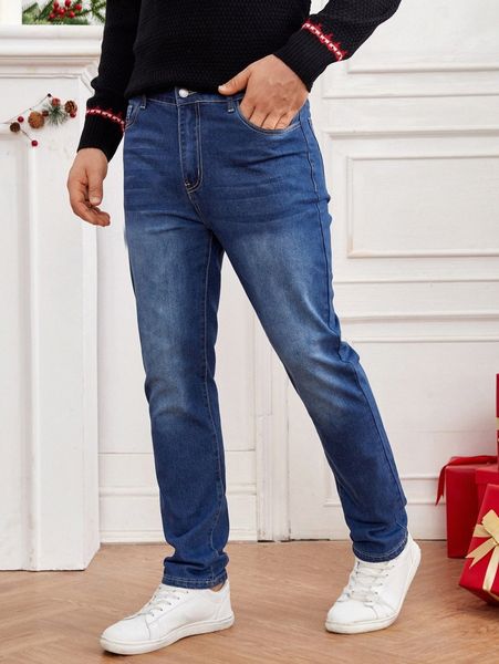 

men slant pocket jeans n3rm#, Blue