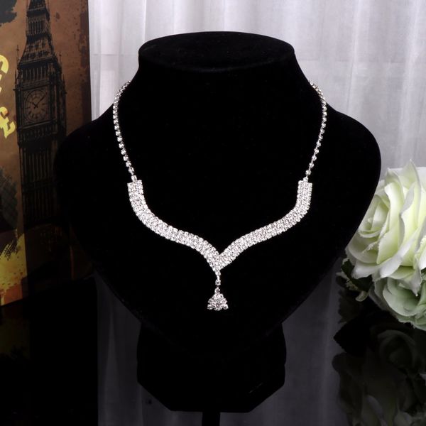 

javrick 1 set trend women wedding jewelry sets 3 piece bridal tiara necklace + earrings sets for wedding gift 2s41386, Silver