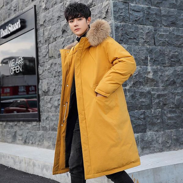 

men's down & parkas white duck jacket male winter 2021 long in han edition thickening of a batch, Black