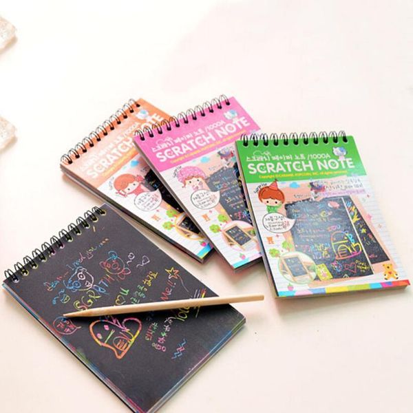 

2016 creative diy scratch note black cardboard draw sketch notes for kids toys notebook painting paper drawing to jllfoo