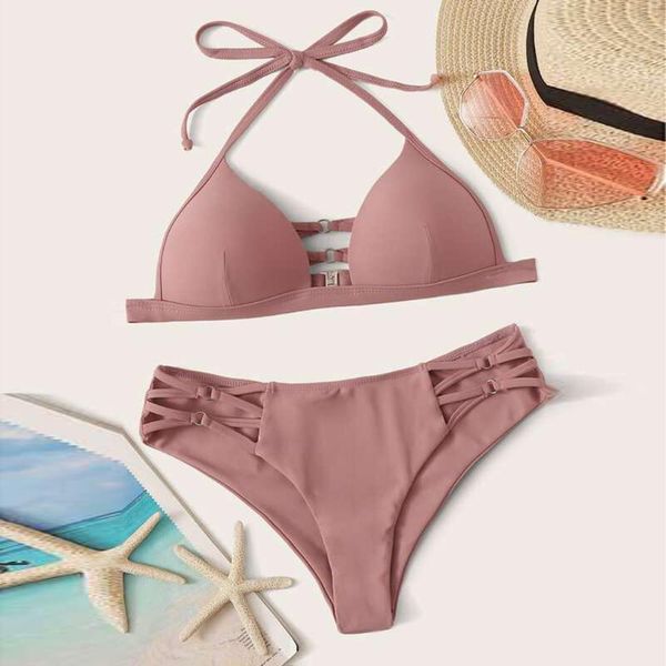 

women push up bikini set swimwear 2020 bandage swimsuit girl high cut bathing suit summer biquini beach wear bikinis #t1g, White;black