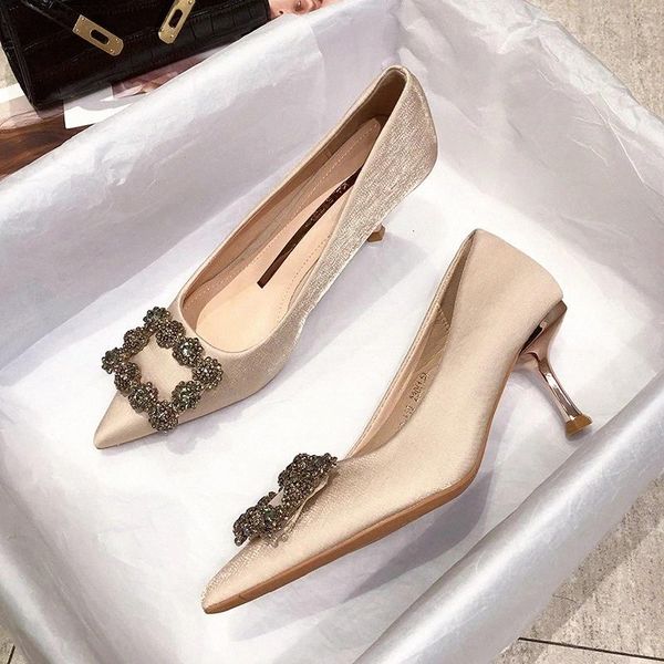 

2020 new black high heels shoes women pumps fashion diamond silk platform shoes woman pointed toe mary jane mujer #al1k