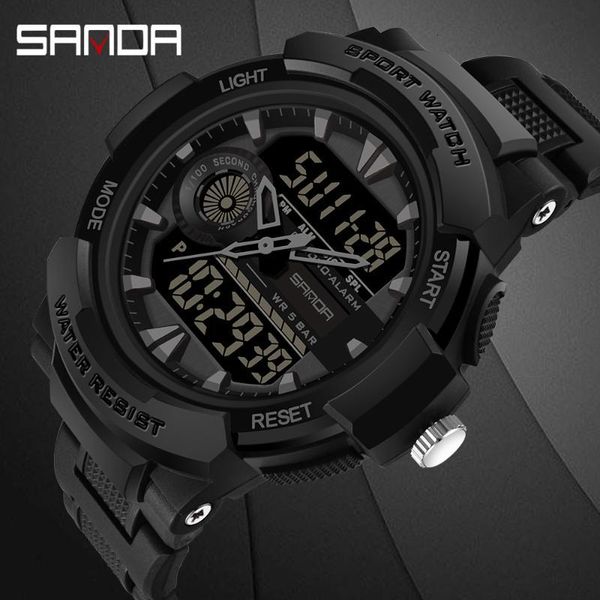 

sanda new fashion mens watches quartz watch 5atm waterproof sport chronograph clock relogios masculino, Slivery;brown