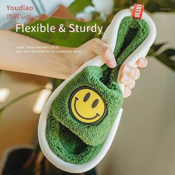 

slippers youdiao house women shoes soft eva anti-slip indoor plush men platform warm slides bedroom1, Black
