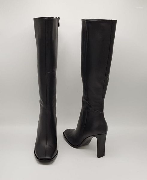 

boots women's to the knee black white winter zip leather1