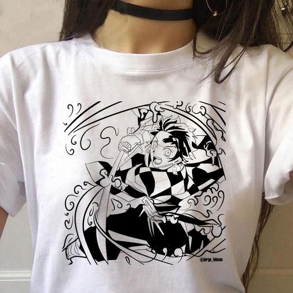 

new harajuku kawaii streetwear punk t shirt woman t shirt cartoon graphic tees japanese anime tshirt woman clothing, White
