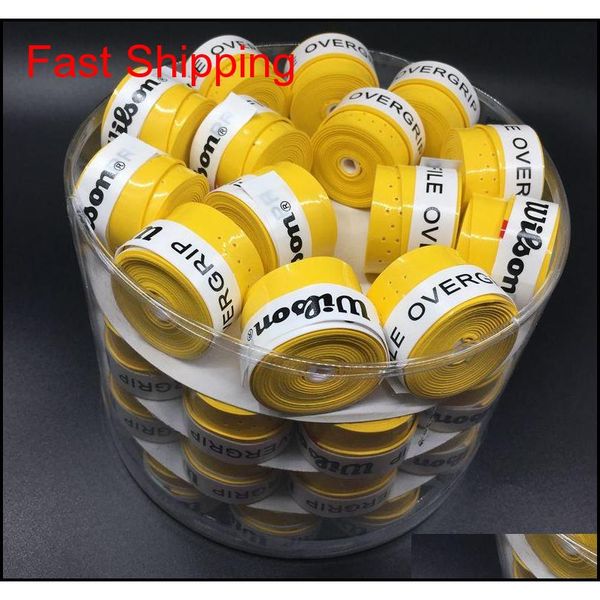 

60 pecs shipping (yellow) sticky pro overgrip tennis grip perforated badminton grip,tennis overgrips fyddz, Yellow;black