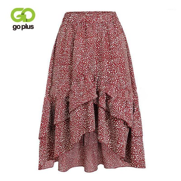

goplus high waist skirt women's summer skirts mujer faldas ruffles asymmetrical flounce beach women skirts woman fashion1, Black