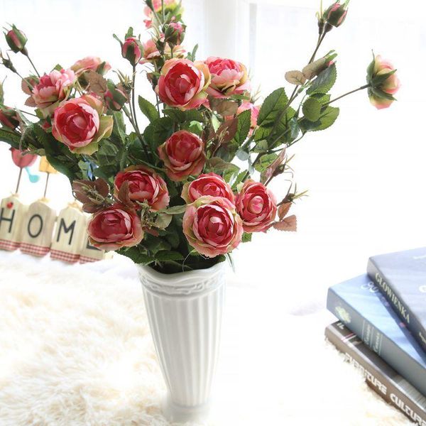 

decorative flowers & wreaths 4 big heads 2 buds colors cotton roses artificial wall decoration fake plants advent wreath1