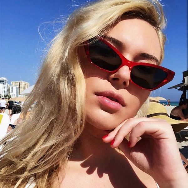 

sunglasses narrow cat eye women small size retro sun glasses lunette de soleil brand designer for female, White;black