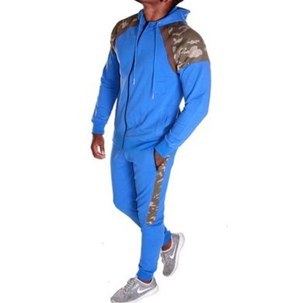 

man camouflage matching sets fashion trend long sleeve hooded coats drawstring sports pants suits designer male new casual slim tracksuits, Gray