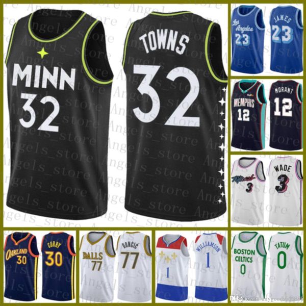 

2020 2021 new basketball jersey minnesota timberwolves new karl-anthony 32 towns jimmy 22 butler dwyane 3 wade ja 12 morant, Black;red